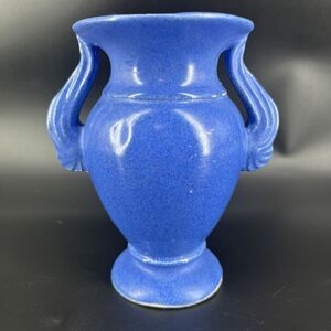 Vintage Niloak Blue Double Handled Stoneware Ceramic Vase Urn Matte Finish